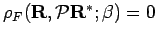 $\rho_F({\bf R},{\mathcal{P}}
{\bf R}^*;\beta)=0$