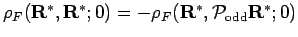 $\rho_F({\bf R}^*,{\bf R}^*;0) = -\rho_F({\bf R}^*,{\mathcal{P}}_{\rm odd}{\bf R}^*;0)$