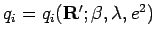 $q_i=q_i({\bf R'};\beta,\lambda,e^2)$